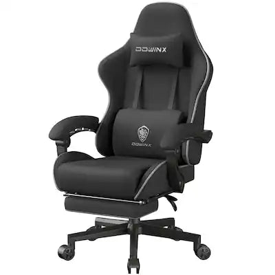 Dowinx - Gaming Chair Fabric Big and Tall with Wide Seat Cushion, Massage Game Chair Cloth with Lumbar Support, 350LB