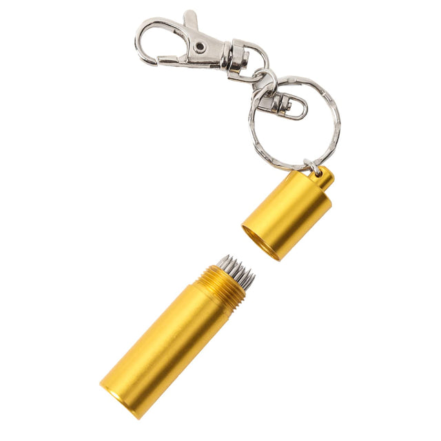 Front. GSE Games & Sports Expert - Pool Cue Tip Shaper Pick Pricker Metal Repair Tool Needle Thorn Tool with Keychain - Golden.