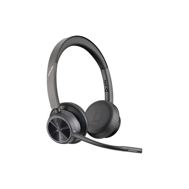 Front. HP - HP Poly Voyager 4320 UC Wireless Stereo Headset w/USB-A Adapter,Teams Cert. - Black.