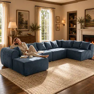 Anysun - Modern Modular Convertible Sectional Sofa – 8-Seater U-Shaped Couch with Ottoman, 1500 lbs Capacity, Chenille Fabric