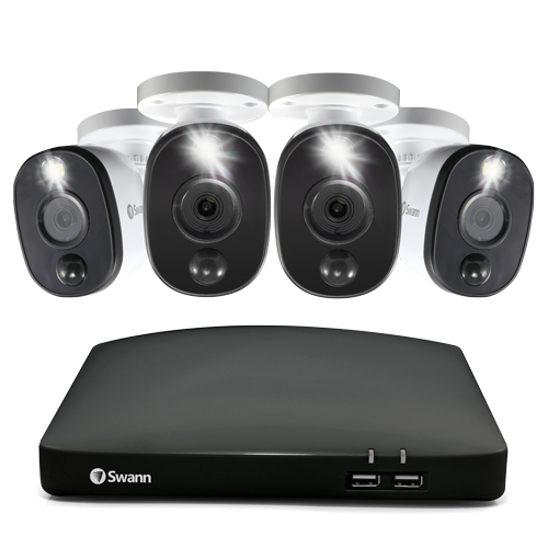 Swann - Refurbished Excellent - 4 Camera 8 Channel 1080p Full HD DVR Security System Heat & Motion Sensing Security Cameras