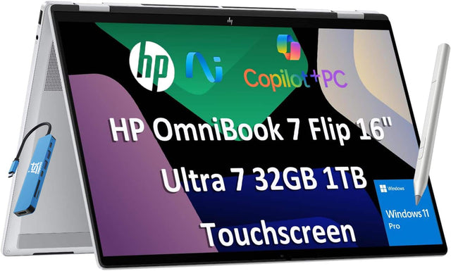 HP OmniBook 7 Flip 16"  
Ultra 7 32GB 1TB  
Windows 11 Pro Touchscreen