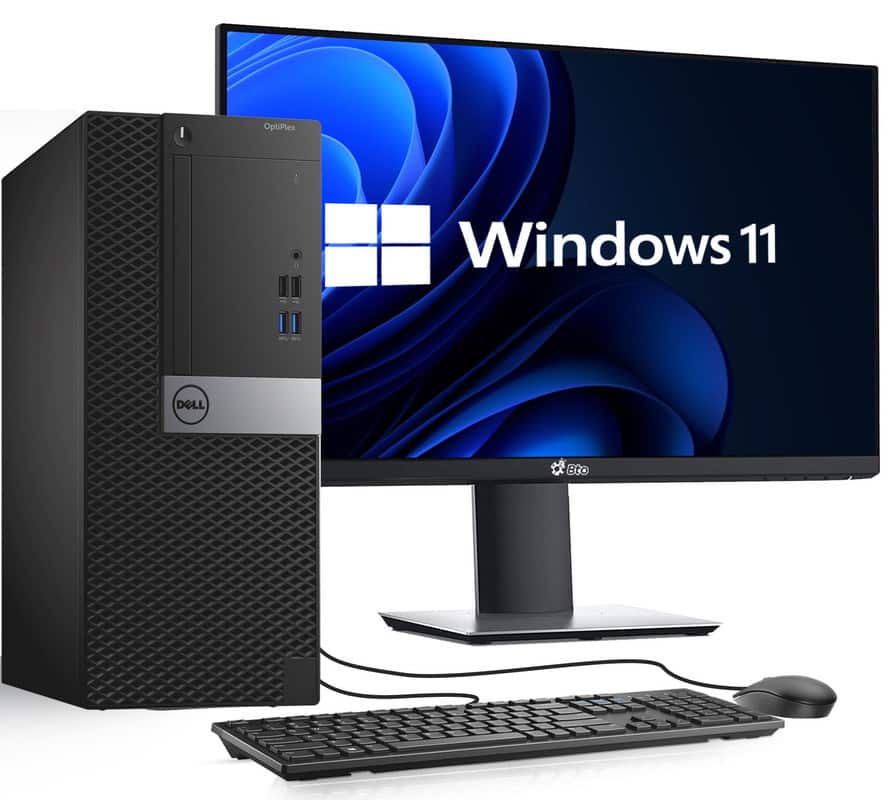 Dell - Refurbished Excellent - OptiPlex Desktop Tower Computer PC | Intel Core i7-6th 3.40GHz | 16GB RAM | 512GB SSD | 22" LED | KB & Mouse| Win11 - Black