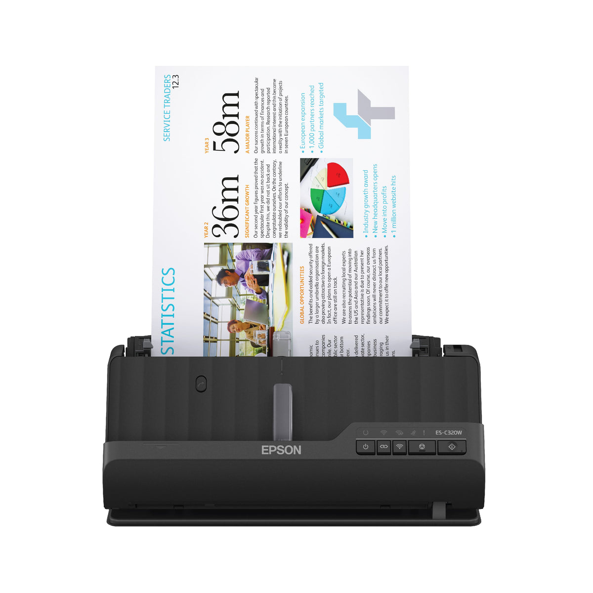 Epson - WorkForce ES-C320W Wireless Compact Desktop Document Scanner - Black