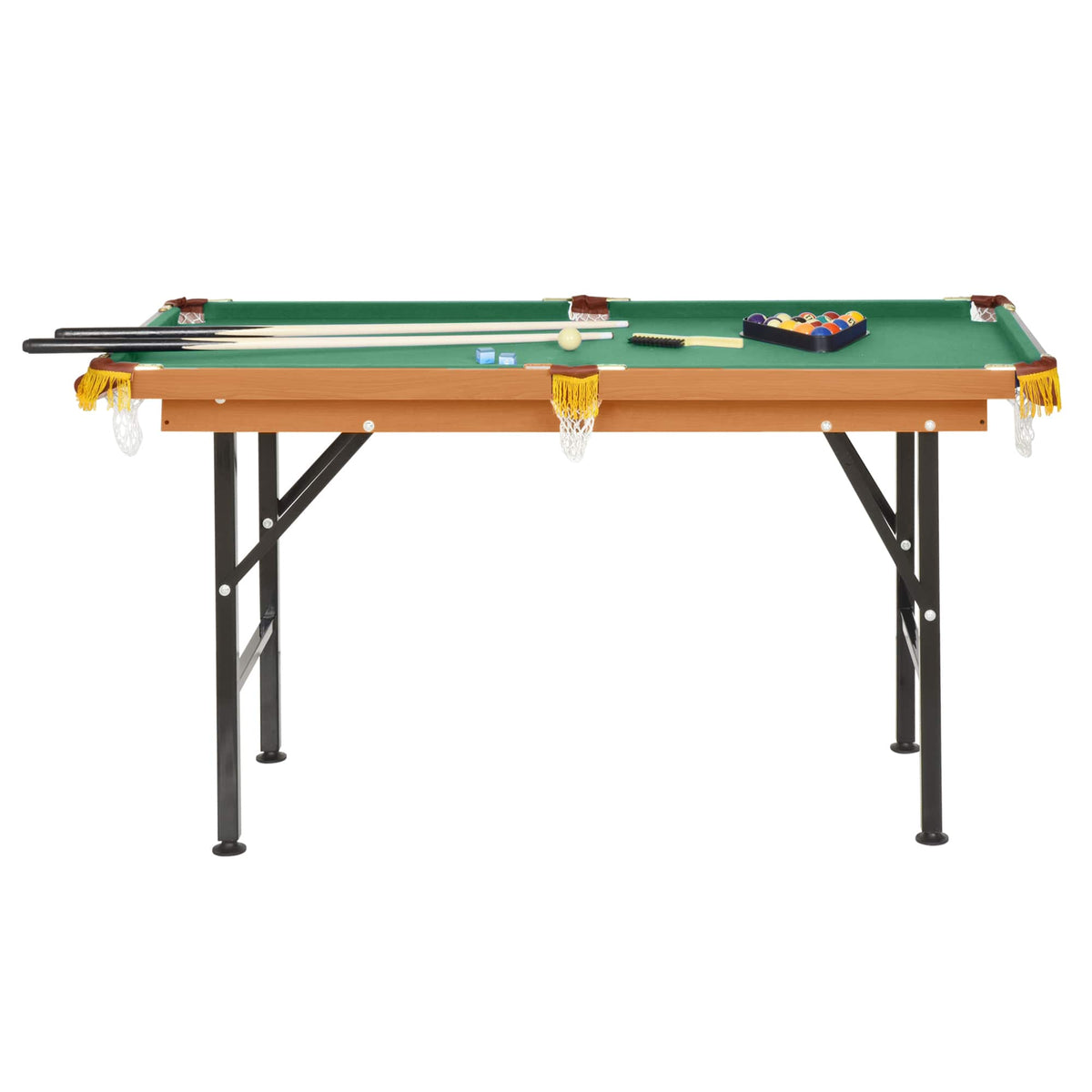 Soozier - Portable Folding Billiards Table Game Pool Table for Whole Family Number Use With Cues, Ball - Green