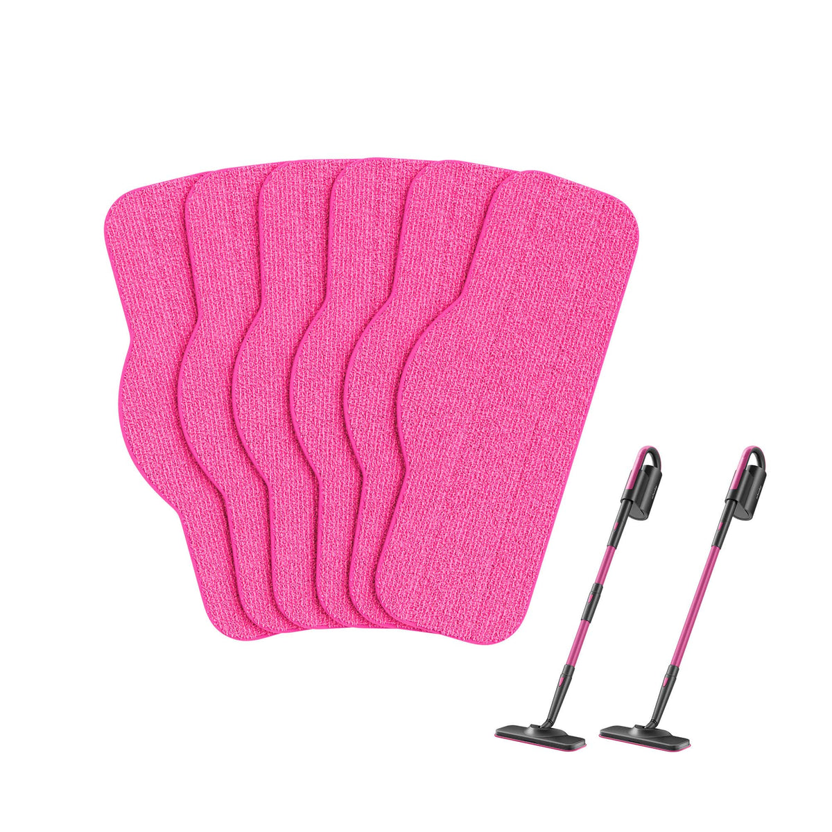 Schenley - 6-Pack Microfiber Steam Mop Pads, Washable Replacement Pads Compatible with SLFCSM063 & SLFCSM064 & SLFCSC084 - Magenta