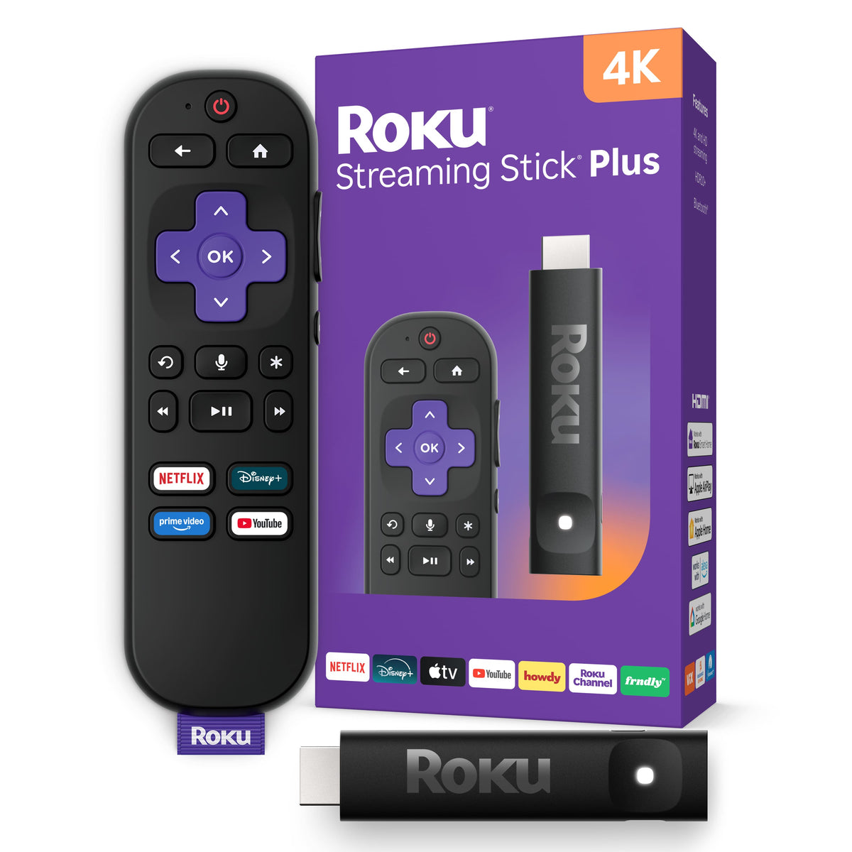 Roku - Streaming Stick Plus - 4K & HDR Streaming Device for TV with Voice Remote - Black
