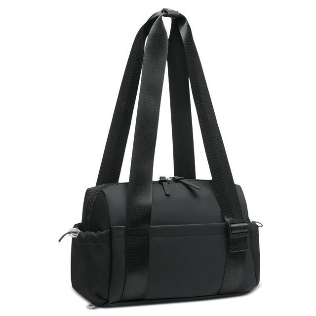Front. Unique Bargains - Mini Gym Bag for Women Yoga Small Sports Bag for Women Girls Waterproof PU Fitness Tote with Wet Compartment - Black.