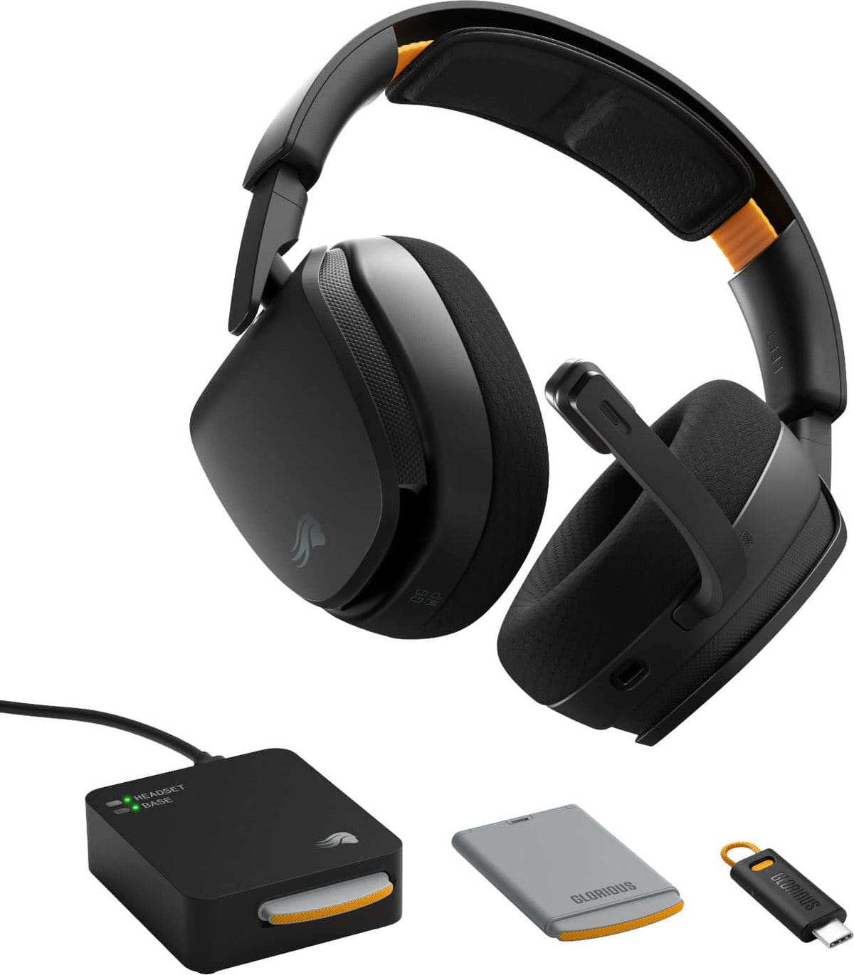 Glorious - GHS Wireless InfinitePlay 2.4/Bluetooth Over-the-Ear Wireless Gaming Headset + Base Station for PC, PS5, PS4 and Switch - Black