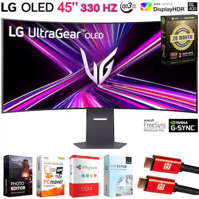 LG - UltraGear 45 OLED 5K2K 330Hz Curved Gaming Monitor +26 Months Protection Bundle