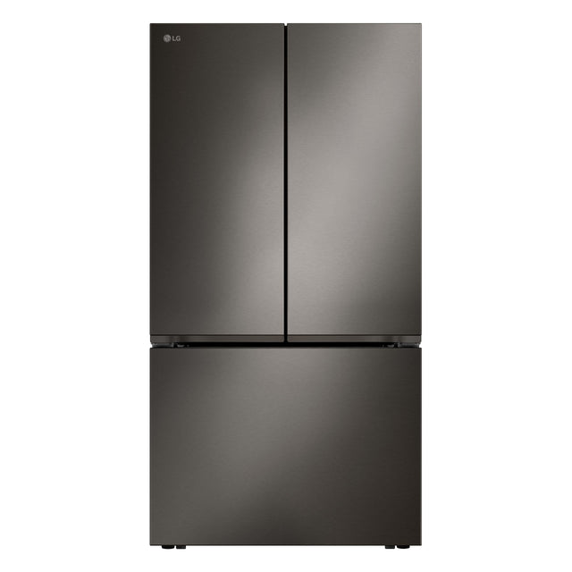 Front. LG - 36-in Wide Counter-Depth MAX 26.5 Cu. Ft. French Door Smart Refrigerator with Internal Water Dispenser - Black Stainless Steel.