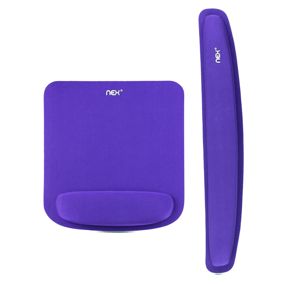 Oumilen - Ergonomic Wrist Rest Set - Mouse Pad with Memory Foam Support and Keyboard Wrist Rest for Pain Relief - Purple
