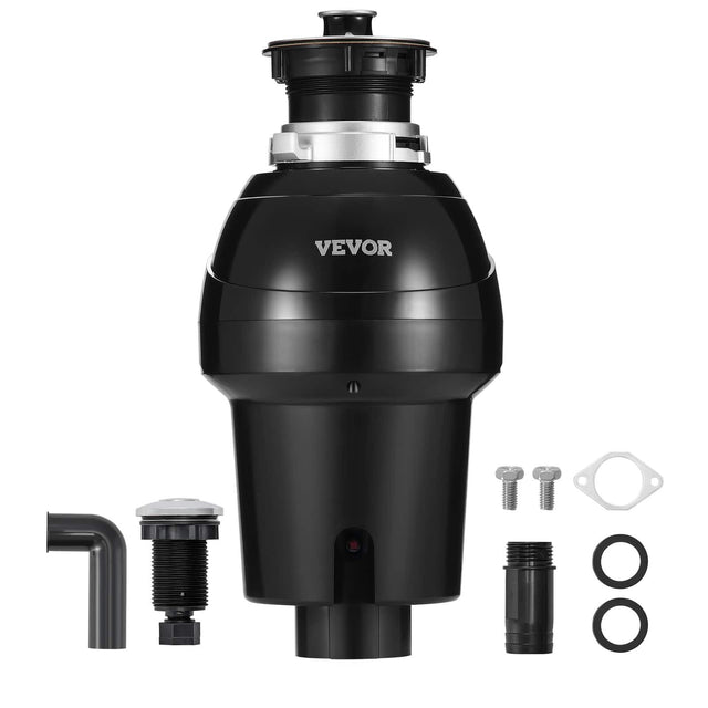 Front. VEVOR - Garbage Disposal, 1HP 3270RPM Continuous Feed Food Waste Disposer, EZ Connect Food Waste Grinding System - Black.