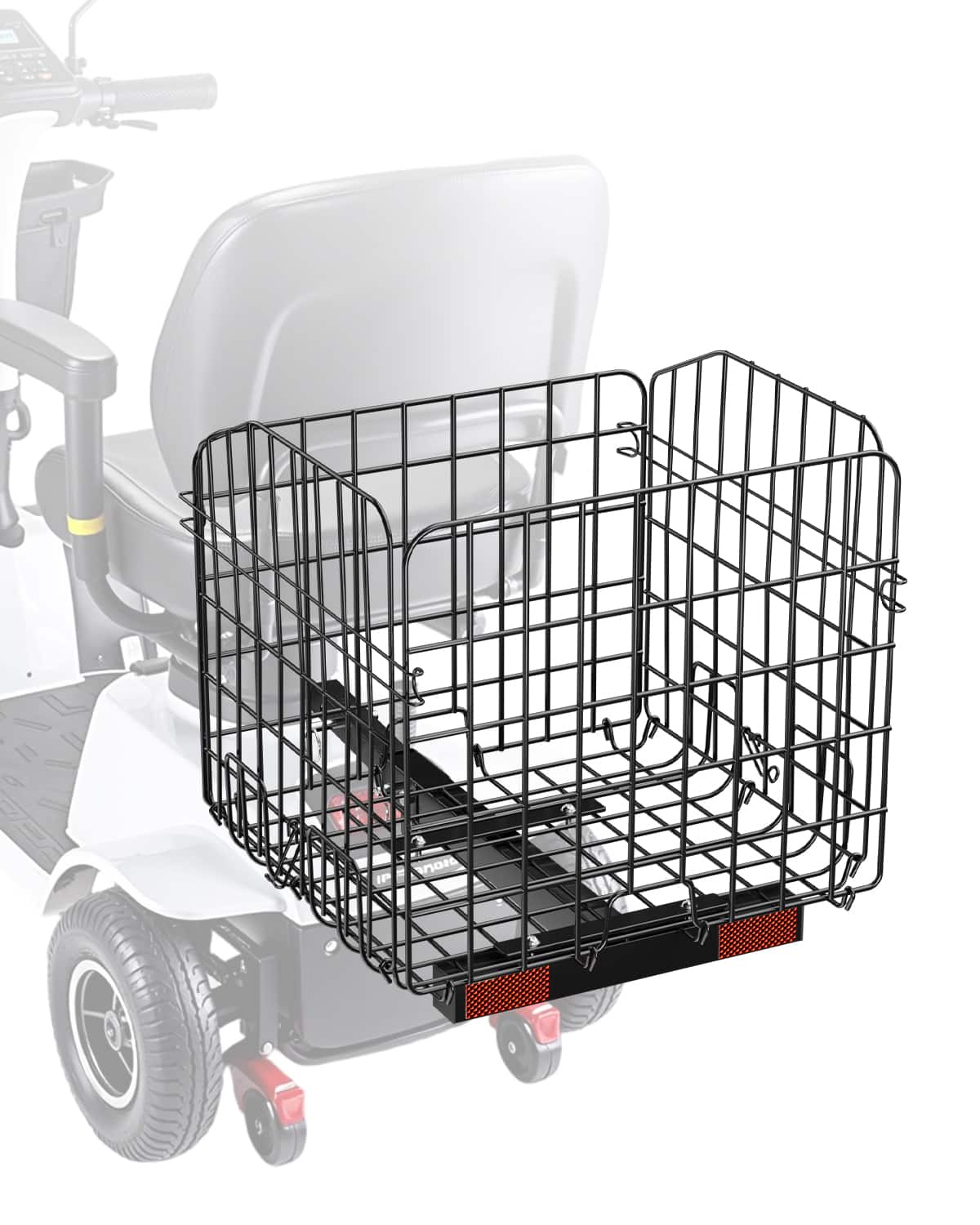 VEVOR - Scooter Rear Basket, Folding Metal Wire Basket, Heavy Duty & Spacious Cargo Basket, Works with 1-inch Receiver - Black