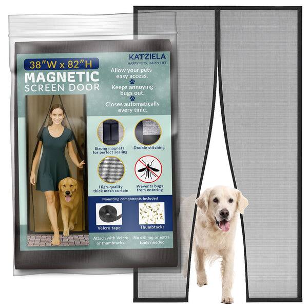 Katziela - Magnetic Screen Door 38x83 – Pet & Kid-Friendly Mesh with Extra Bottom Magnets – Heavy-Duty - White