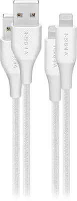 Insignia™ - 4' Lightning to USB Braided Charge-and-Sync Cable (2 Pack)