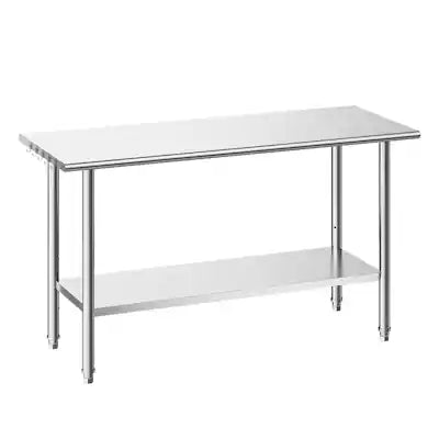 VEVOR - Stainless Steel Work Table, 24x60 Inch Food Prep Table, Commercial Kitchen Workstation with Adjustable Undershelf