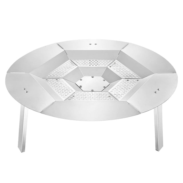 Front. VEVOR - Fire Pit Heat Deflector for Solo Stove Yukon, 27 inch Bonfire Round for Wood Burning Fire Pit, 304 Stainless Steel - Silver.