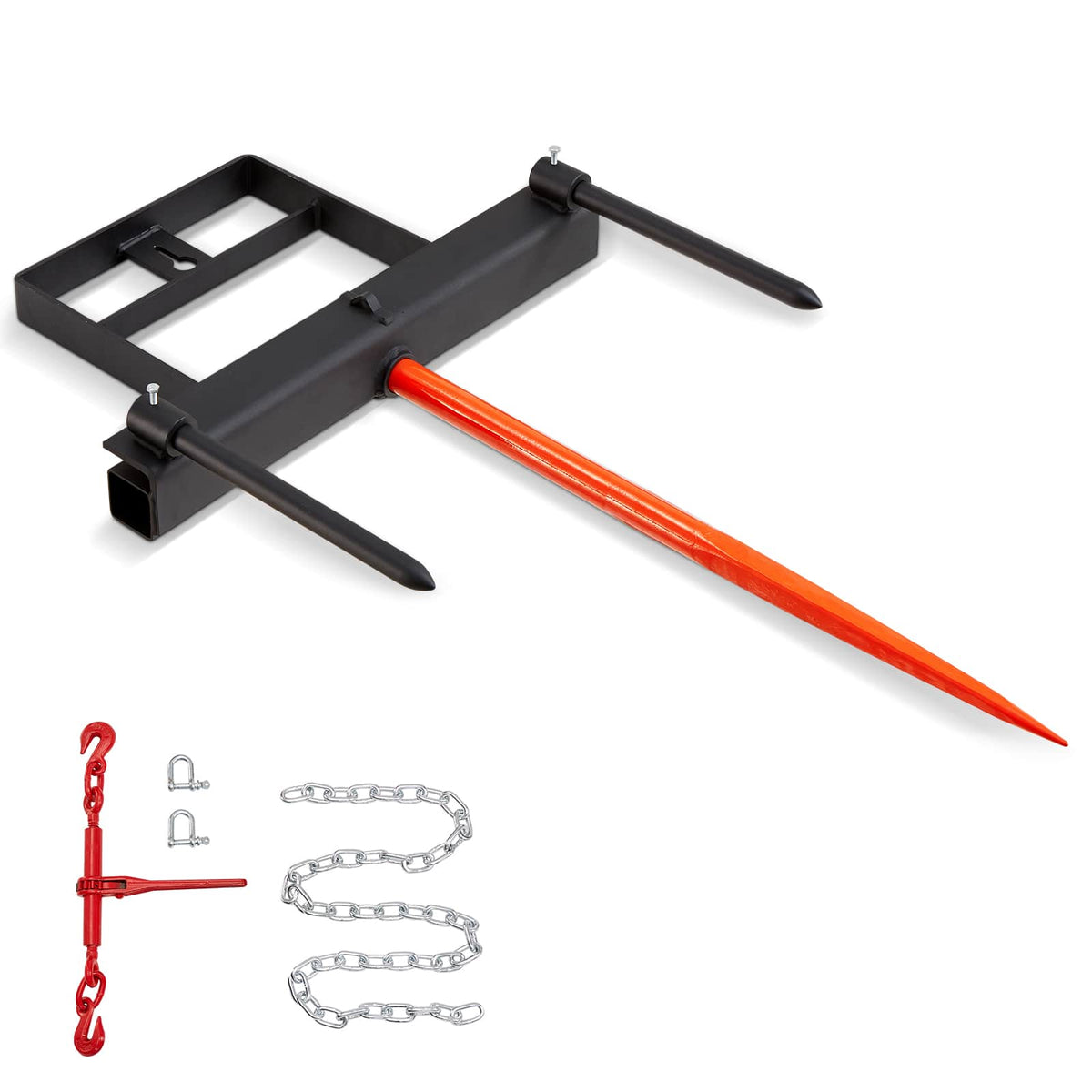 VEVOR - 39" Hay Spear, Bale Spears 1600lbs Loading Capacity, Skid Steer Loader Tractor Bucket Attachment - Black
