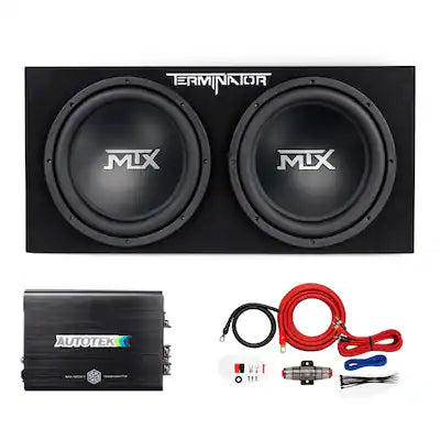 MTX - TNE212D 12" 1200W Dual Loaded Car Subwoofer Package with 4 Gauge Wiring Kit