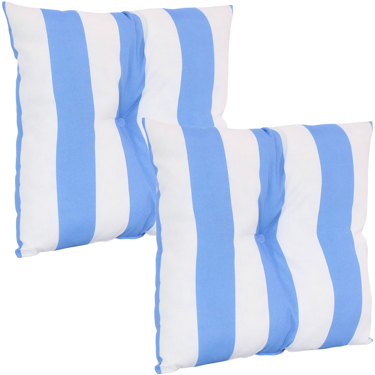 Sunnydaze - Outdoor Square Tufted Back Cushion - 19 in - Beach-Bound Stripe