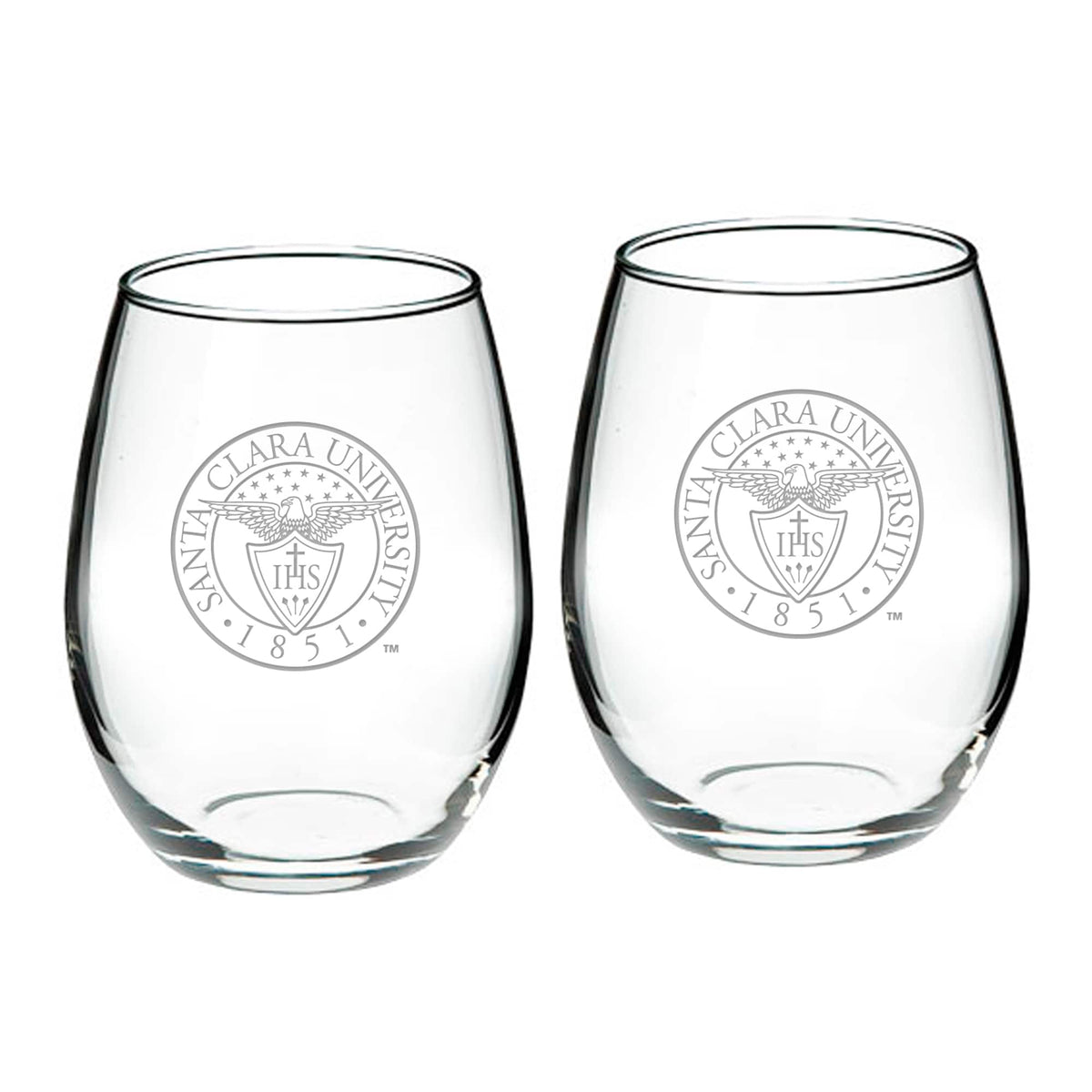 Jardine - Santa Clara Broncos 21oz. 2-Piece Stemless Wine Glass Set - Multicolor