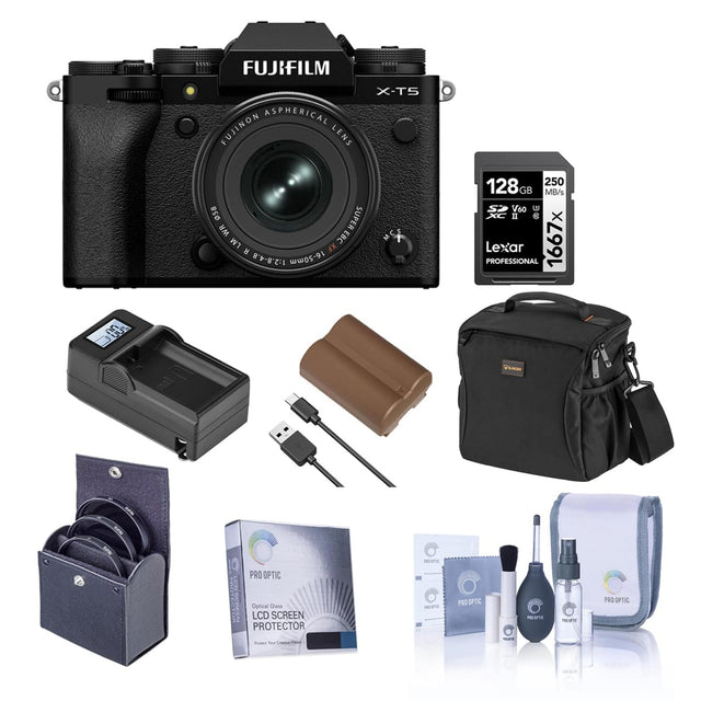 FUJIFILM ASPHERICAL FUJINON LENS X-T5 058 SUPER WR EBC LM XF I 1:2.8-4.8 16-50mm 250 128GB GB MB/s V60 U  
Lexar PROFESSIONAL 1667x 19  
PRO OPTIC Optical Glass LCD SCREEN PROTECTOR