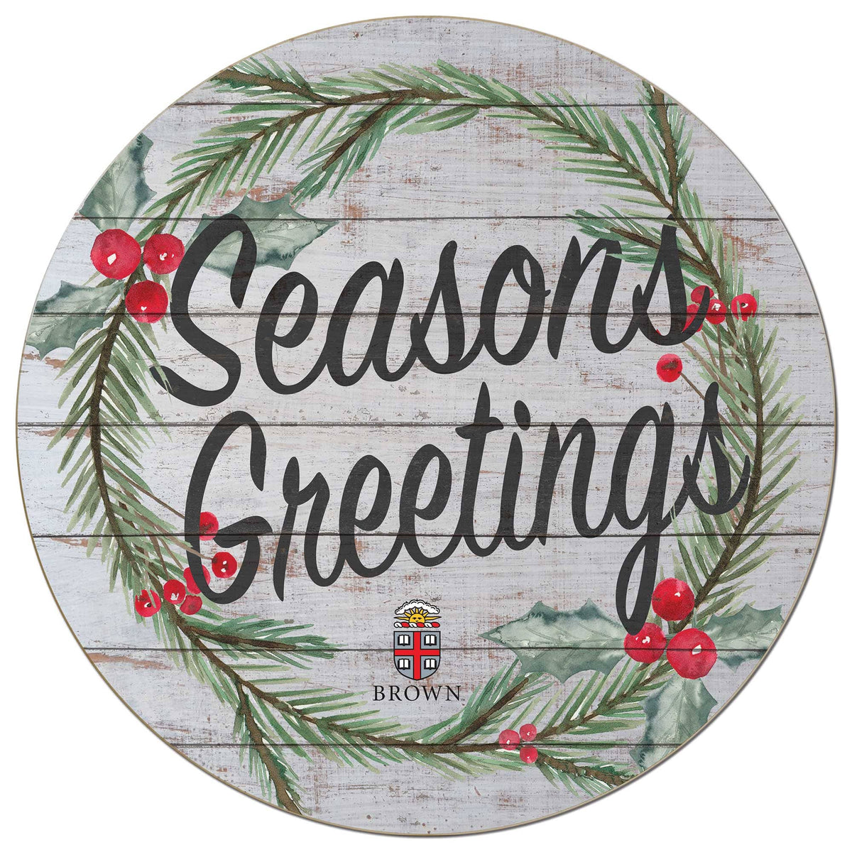 Jardine - Brown Bears 20'' x 20'' Season's Greetings Circle - White