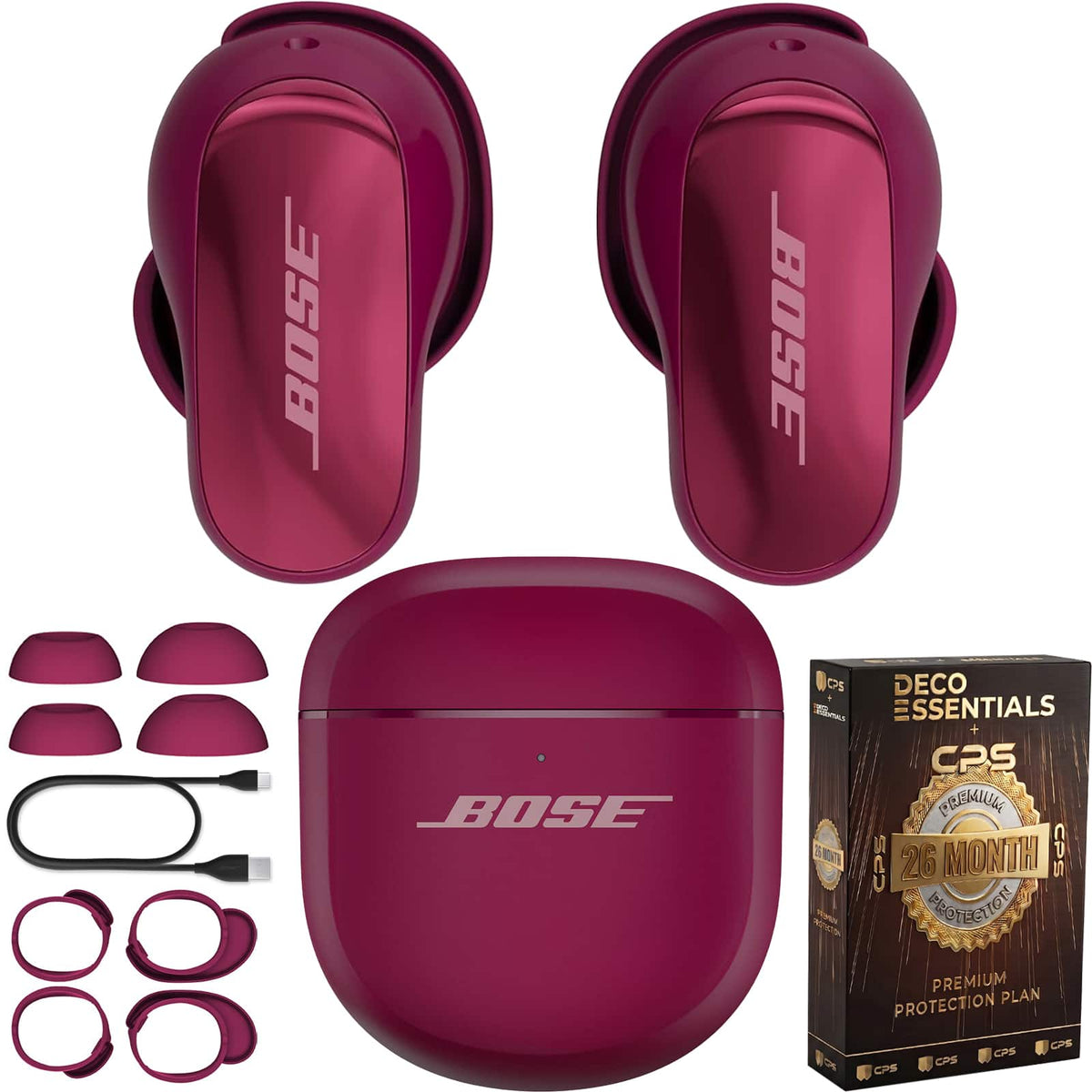 Bundle - Bose - QuietComfort Ultra Earbuds 2nd Gen Wireless ANC + 26-Month Extended Warranty Protection - Deep Plum