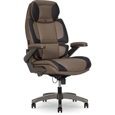 Front. Sharper Image - Sharper Image S-950 Heated Ergonomic Faux Leather Swivel Executive Massage Chair - Brown.