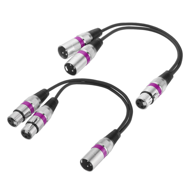 Front. Unique Bargains - 2pcs XLR Splitter Cable, 1F to 2M & 1M to 2F Y Cables for Balanced Audio, Mixers, Microphones - Purple Circle.