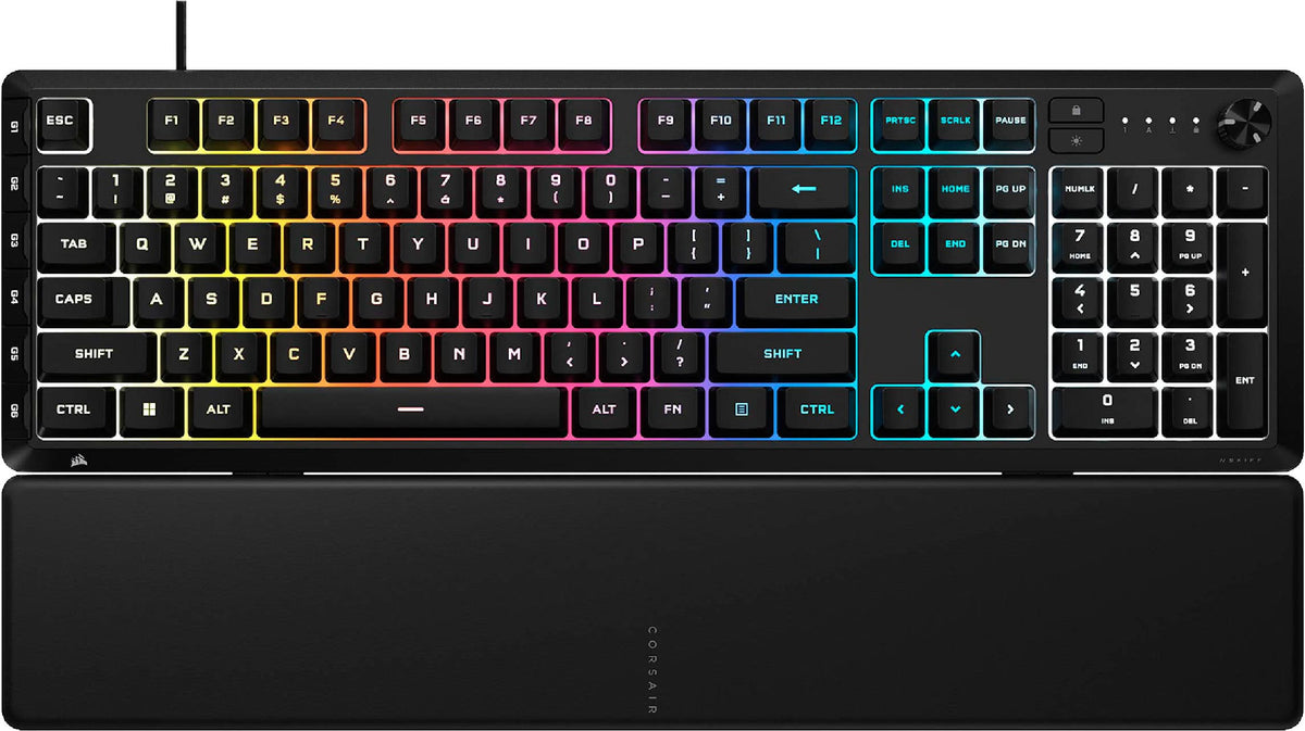 CORSAIR - SKIFF 100 PLUS Gaming Keyboard – 10-Zone RGB – 100% - Rotary Dial - Quiet, Responsive Switches – IP53 - Black
