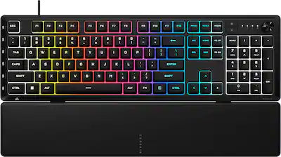 CORSAIR - SKIFF 100 PLUS Gaming Keyboard – 10-Zone RGB – 100% - Rotary Dial - Quiet, Responsive Switches – IP53