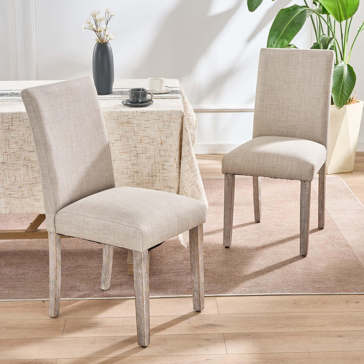 FERPIT - 2 Pack Stylish Modern Upholstered Dining Chairs, Light Grey - Light Gray