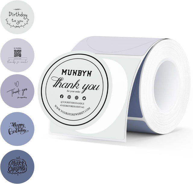 - HAPPY Birthday to you
- Thank you for your order
- Thank you for supporting
- MERRY CHRISTMAS

MUNBYN  
Thank you  
for your order

@YOURSTOREHANDLE  
#YOURSTOREHASHTAG  
WWW.YOURSTOREWEBSITE.COM