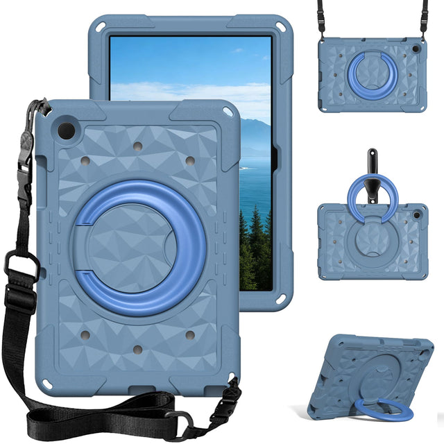Front. UUCOVER - Kids Case for iPad (A16) 11-inch 2025 /iPad 10th Gen 10.9" 2022 Shockproof EVA Handle Stand Cover with Shoulder Strap - Gray Blue.