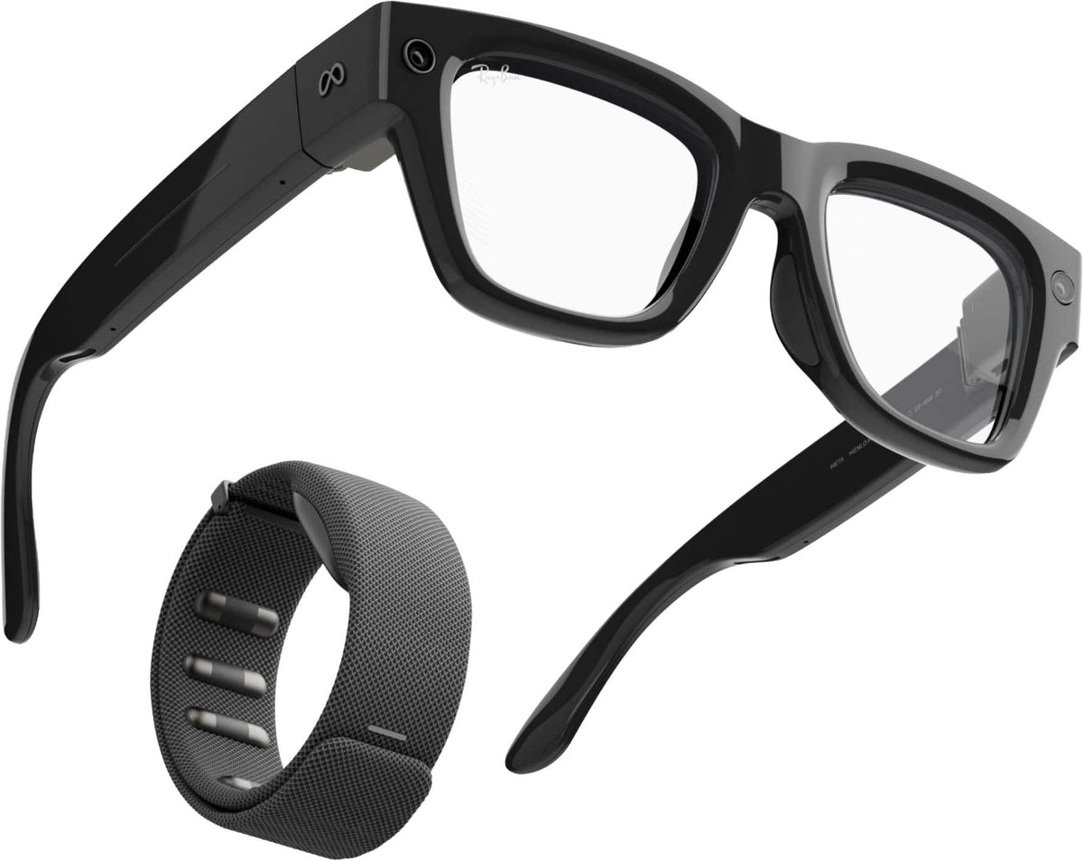 Meta - Ray-Ban Display & Neural Band | AI glasses with in-lens display - Shiny frame, large - band size 3 - Black
