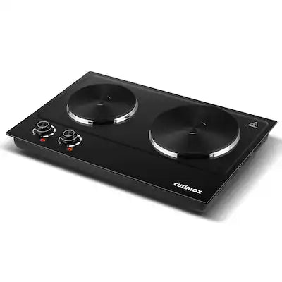 Cusimax - 1800W Hot Plate, Electric Small Stove, Cooktop Electric Portable, 2 Burner Cook Electric Top, 120V, 7 Heat Settings