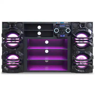 Technical Pro - Floor-Standing Bluetooth Wireless Entertainment Center Quad 10" LED Woofers with 4 Tweeters