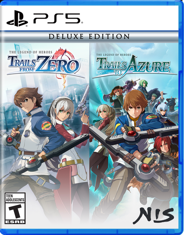 PS5  
DELUXE EDITION  
THE LEGEND OF HEROES THE LEGEND OF HEROES TRAILS ZERO TRAILS FROM TO AZURE  
EXTRINITE POLICE DESSERVERY  
TEEN ADOLESCENTS T ESRB  
NIS