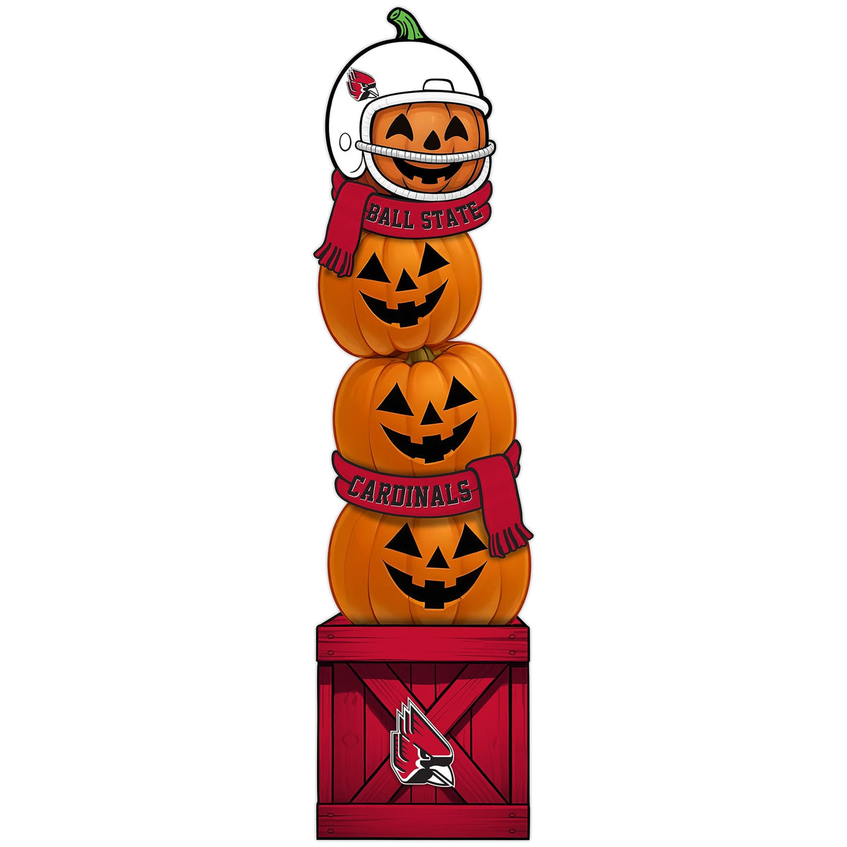 Fan Creations - Ball State Cardinals 31" Stacked Pumpkin Leaner - Multicolor