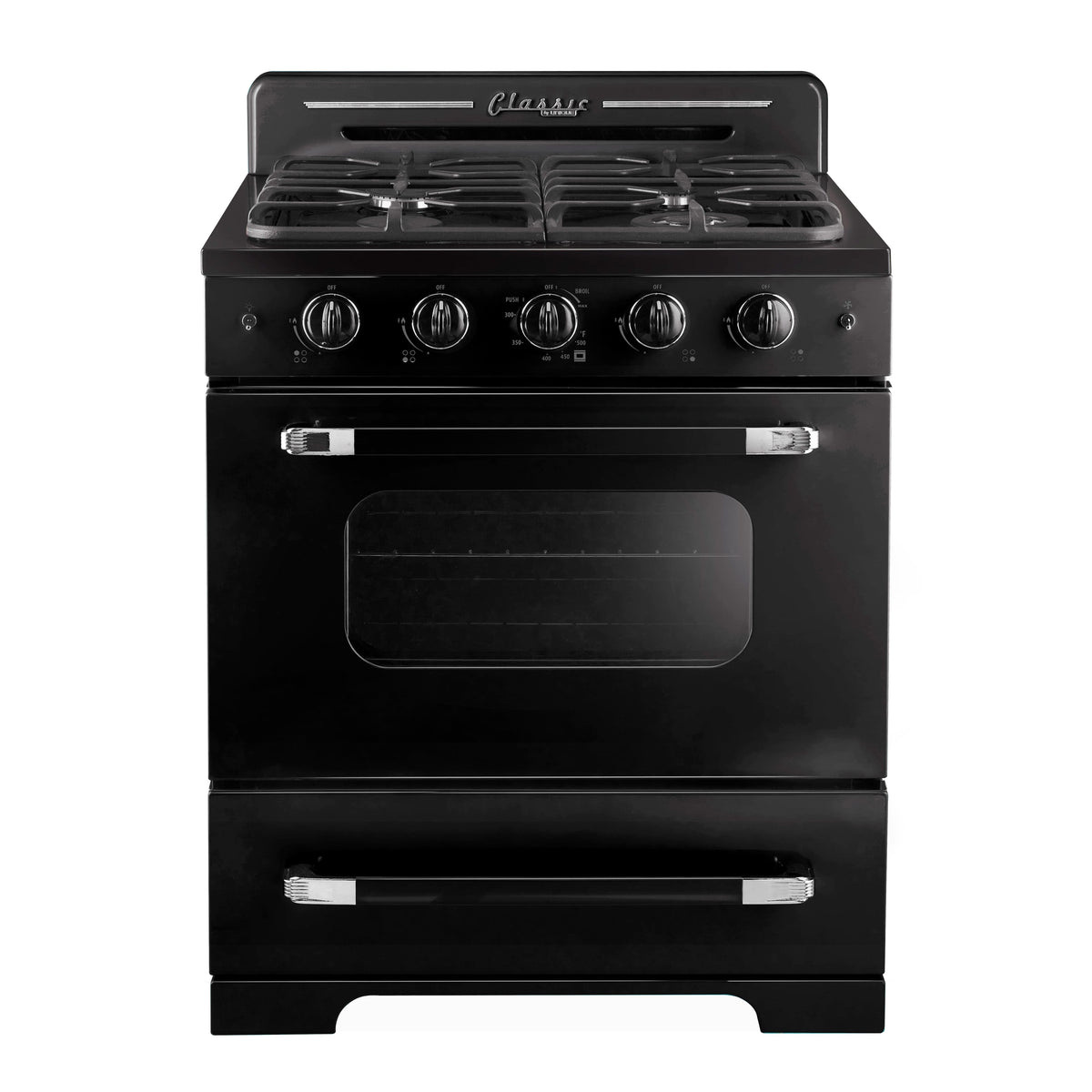 Unique Appliances - 30 in. Wide 4 burner Classic Retro 3.9 Cu. Ft. Freestanding Gas Convection Range - Midnight Black