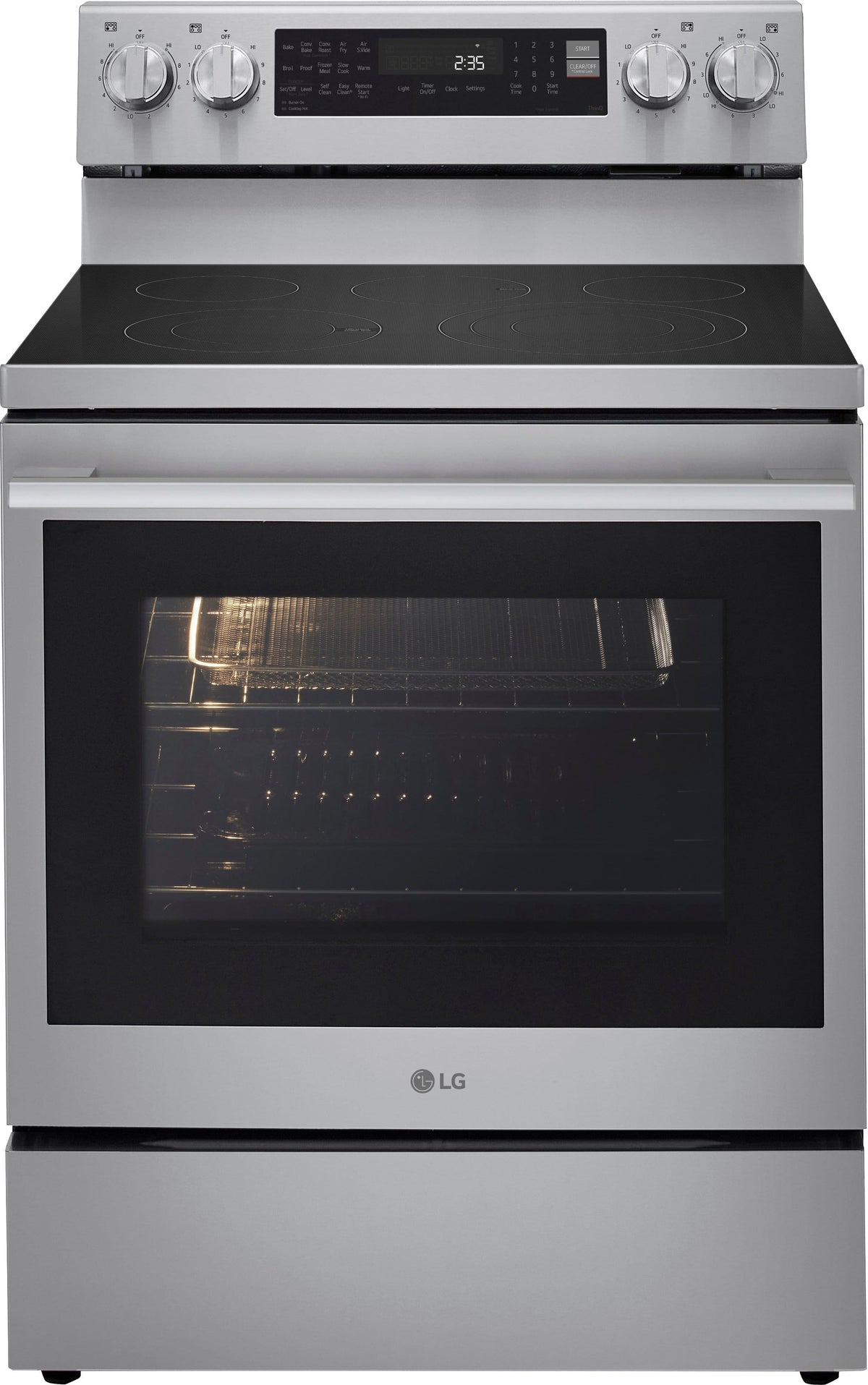 LG - 30-in Wide 6.3 Cu. Ft. Freestanding Electric True Convection Smart Range with 5 Elements, Air Fry and InstaView - Stainless Steel