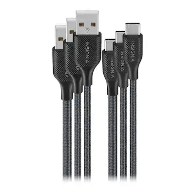 Insignia™ - 4' / 6' / 10' USB to USB-C Braided Charge-and-Sync Cables (3-Pack)