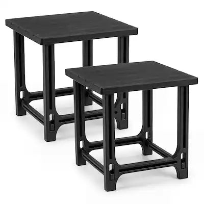 Costway - 2 PCS 18" Outdoor Adirondack Side Table with Slatted Surface, 0-Screw Assembly