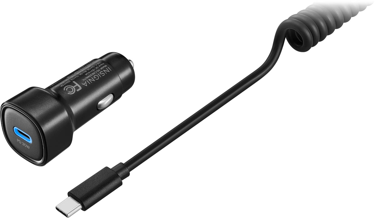 Insignia™ - 30W 4 ft. Car Charger Kit for Smartphones, Tablets and More - Black