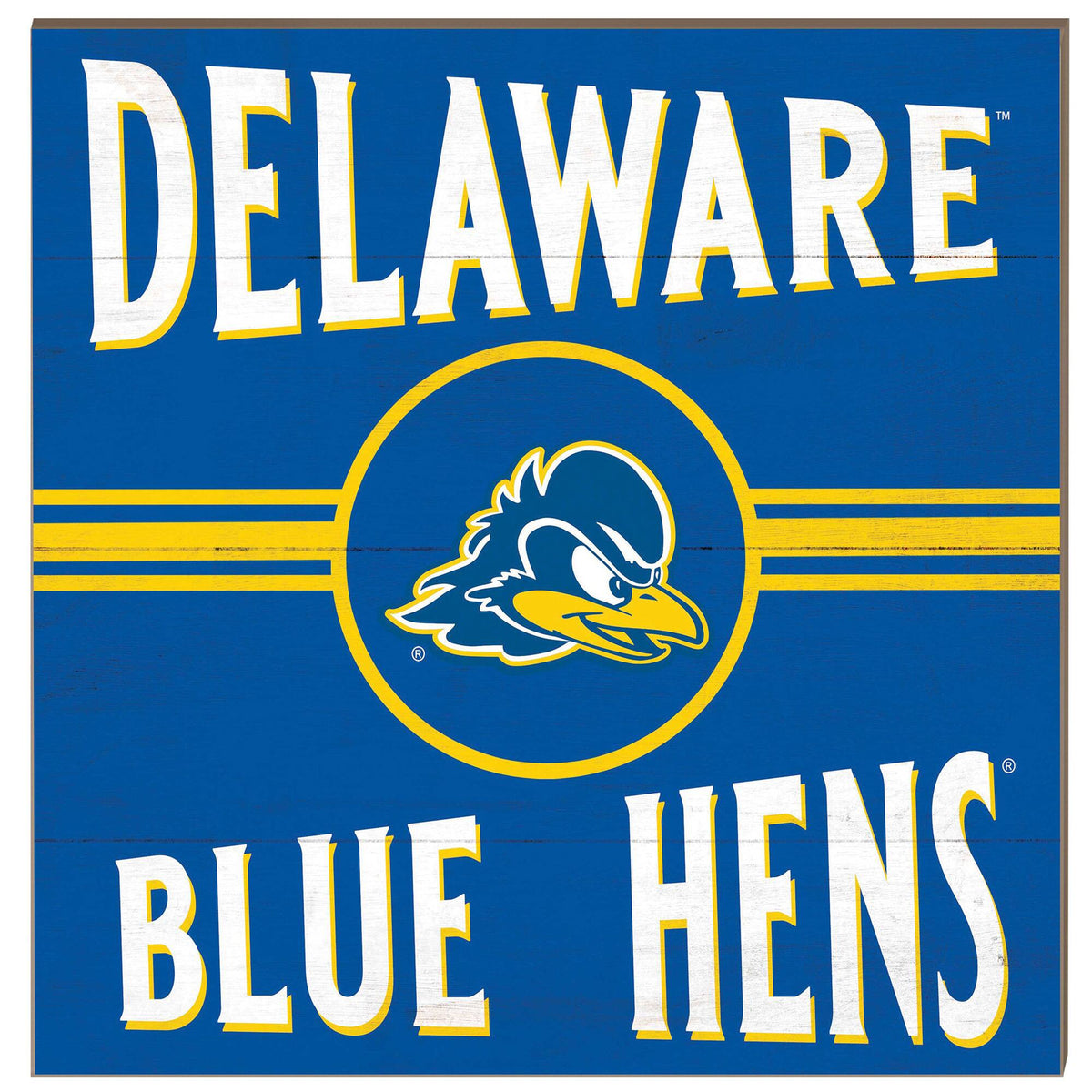 Jardine - Delaware Fightin' Hens 10'' x 10'' Retro Team Sign - Blue