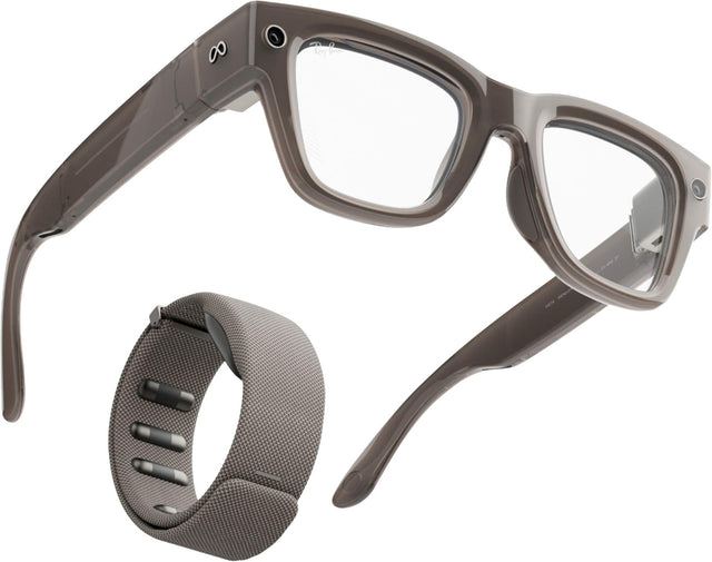 Front. Meta - Meta Ray-Ban Display & Neural Band | AI glasses with in-lens display - Shiny sand frame, standard - Sand band size 1 - Sand.