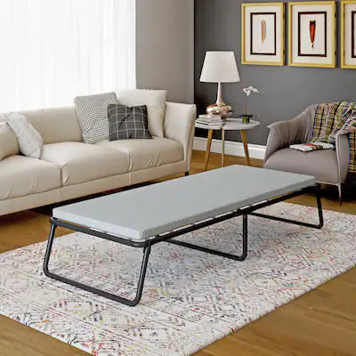 Beautyrest - Folding Guest Bed, Metal Frame with Memory Foam Mattress, Washable Removable Cover