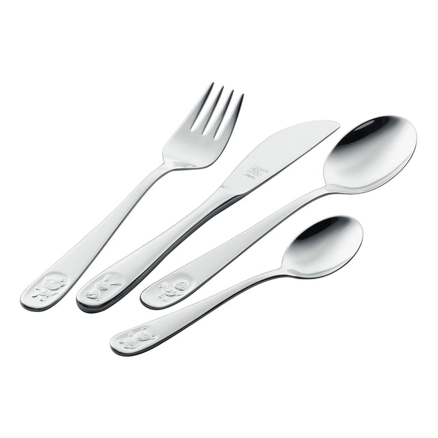 Front. ZWILLING - ZWILLING TWIN Kids Bino 4-pc 18 10 Stainless Steel Flatware Set - Stainless Steel.